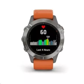 Garmin GPS sportovní hodinky fenix6 PRO Sapphire, Titanium/Orange Band (MAP/Music)