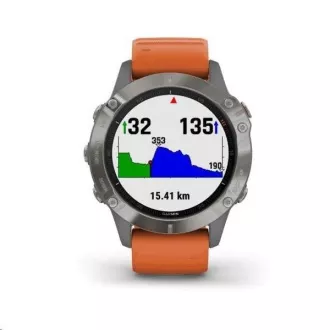 Garmin GPS sportovní hodinky fenix6 PRO Sapphire, Titanium/Orange Band (MAP/Music)