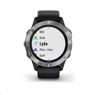 Garmin GPS sportovní hodinky fenix6 Glass, Silver/Black Band