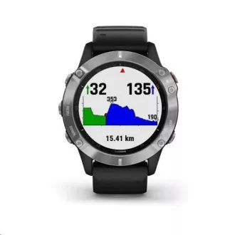 Garmin GPS sportovní hodinky fenix6 Glass, Silver/Black Band