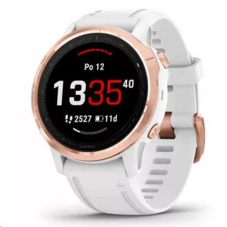 Garmin GPS sportovní hodinky fenix6S PRO Glass, RoseGold/White Band (MAP/Music)