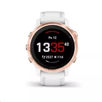 Garmin GPS sportovní hodinky fenix6S PRO Glass, RoseGold/White Band (MAP/Music)