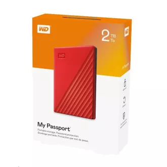 WD My Passport Portable 2TB, Externí HDD, USB 3.0, červená