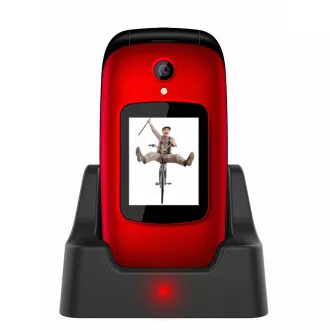 EVOLVEO EasyPhone FD, mobilní telefon pro seniory s nabíjecím stojánkem (červená barva)
