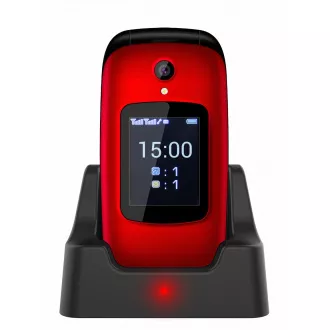 EVOLVEO EasyPhone FD, mobilní telefon pro seniory s nabíjecím stojánkem (červená barva)