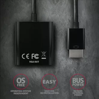 AXAGON RVH-VGN, HDMI -> VGA redukce / adaptér, FullHD, 1920*1200