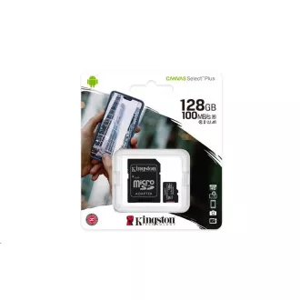Kingston MicroSDXC karta 128GB Canvas Select Plus 100R A1 C10 Card + SD adaptér