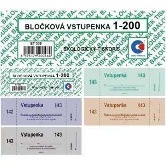 Tiskopis Bločkové vstupenky 13,3x3,9cm 200 listů BALOUŠEK
