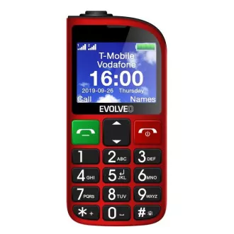 EVOLVEO EasyPhone FM, mobilní telefon pro seniory s nabíjecím stojánkem (červená barva)