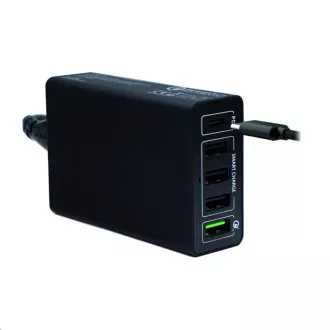 4smarts nabíječka do sítě VoltPlug Quick Charge 3.0, 4x USB, 1x USB-C, PD a PPS, černá