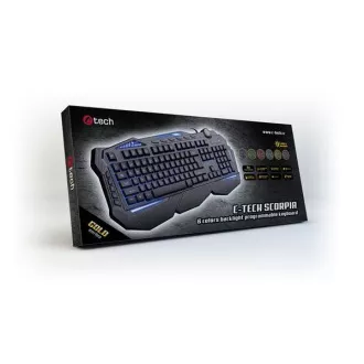 C-TECH klávesnice SCORPIA V2 (GKB-119), herní, CZ/SK, 7 barev podsvícení, programovatelná, černá, USB