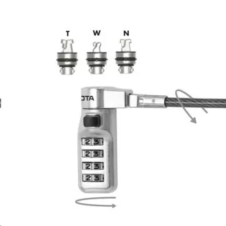 DICOTA Universal Security Cable Lock, 3 Exchangeable heads fits all slots, combination DICOTA Universal Security Cable Lock, 3 Exchangeable heads fits all slots, combination