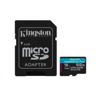Kingston MicroSDXC karta 512GB Canvas Go! Plus, R:170/W:90MB/s, Class 10, UHS-I, U3, V30, A2 + Adaptér - Použité Kingston MicroSDXC karta 512GB Canvas Go! Plus, R:170/W:90MB/s, Class 10, UHS-I, U3, V30, A2 + Adaptér - Použité