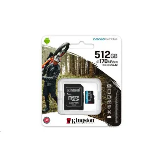 Kingston MicroSDXC karta 512GB Canvas Go! Plus, R:170/W:90MB/s, Class 10, UHS-I, U3, V30, A2 + Adaptér - Použité Kingston MicroSDXC karta 512GB Canvas Go! Plus, R:170/W:90MB/s, Class 10, UHS-I, U3, V30, A2 + Adaptér - Použité