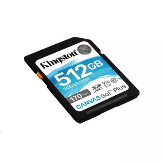 Kingston SDXC karta 512GB Canvas Go! Plus, R:170/W:90MB/s, Class 10, UHS-I, U3, V30 Kingston SDXC karta 512GB Canvas Go! Plus, R:170/W:90MB/s, Class 10, UHS-I, U3, V30