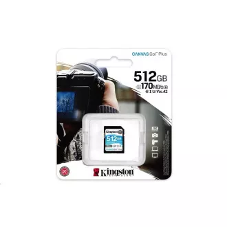 Kingston SDXC karta 512GB Canvas Go! Plus, R:170/W:90MB/s, Class 10, UHS-I, U3, V30 Kingston SDXC karta 512GB Canvas Go! Plus, R:170/W:90MB/s, Class 10, UHS-I, U3, V30