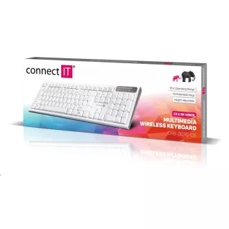 CONNECT IT Multimediální bezdrátová klávesnice, (+2x AAA baterie zdarma), CZ + SK verze, bílá