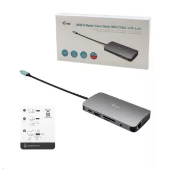 i-tec USB-C Metal Nano Dock HDMI/VGA with LAN + Power Delivery 100 W