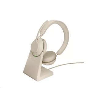Jabra náhlavní souprava se stojánkem Evolve2 65, Link 380a MS, stereo, béžová