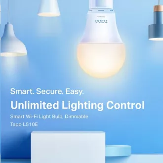 TP-Link Tapo L510E chytrá WiFi stmívatelná LED žárovka (bílá, 2700K, 806lm, 2, 4GHz, E27)