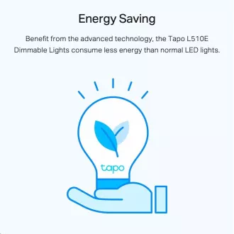 TP-Link Tapo L510E chytrá WiFi stmívatelná LED žárovka (bílá, 2700K, 806lm, 2, 4GHz, E27)