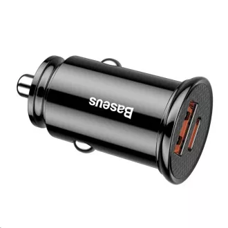 Baseus Circular Plastic nabíječka do auta 30W (PD3.0, QC4.0+ SCP AFC) černá