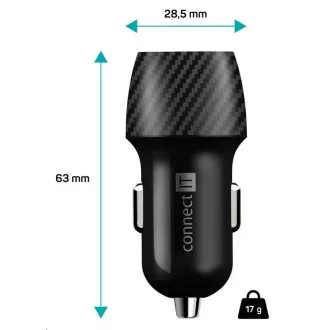 CONNECT IT InCarz QUICK CHARGE 3.0 nabíječka do auta, 1x USB-A, 3 A, carbon