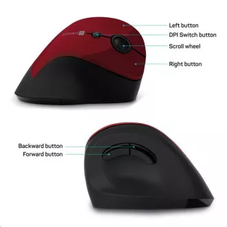 CONNECT IT FOR HEALTH ergonomická vertikální myš, (+ 1x AA baterie zdarma), bezdrátová, červená CONNECT IT FOR HEALTH ergonomická vertikální myš, (+ 1x AA baterie zdarma), bezdrátová, červená