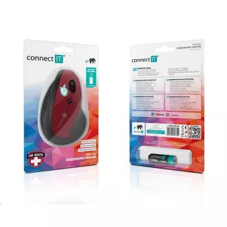 CONNECT IT FOR HEALTH ergonomická vertikální myš, (+ 1x AA baterie zdarma), bezdrátová, červená CONNECT IT FOR HEALTH ergonomická vertikální myš, (+ 1x AA baterie zdarma), bezdrátová, červená