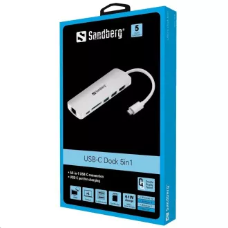 Sandberg dokovací stanice, USB-C, 6 různých konektorů Sandberg dokovací stanice, USB-C, 6 různých konektorů