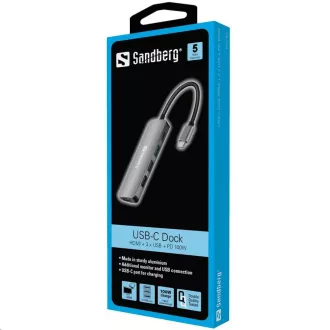 Sandberg dokovací stanice USB-C -> HDMI + 3x USB + PD 100W