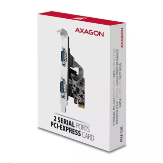 AXAGON PCEA-S2N, PCIe řadič - 2x sériový port (RS232) 250 kbps, vč. LP