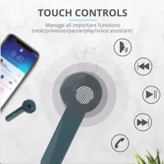 TRUST sluchátka Primo Touch Bluetooth Wireless Earphones - blue