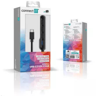 CONNECT IT USB-C hub USB 3.0, externí, černý