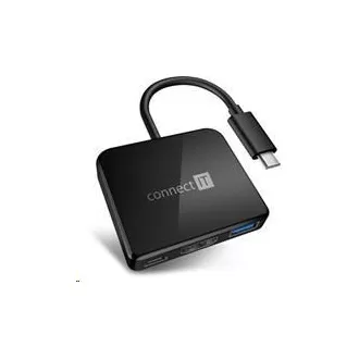 CONNECT IT USB-C hub, 3v1 (USB-C, USB-A, HDMI), externí, černý