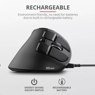 TRUST ergonomická Myš Voxx Rechargeable Ergonomic Wireless Mouse