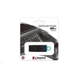 Kingston Flash Disk 64GB USB3.2 Gen 1 DataTraveler Exodia (Black + Teal)