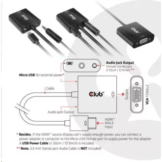 Club3D Adaptér HDMI 1.4 na VGA (M/F), Active with audio