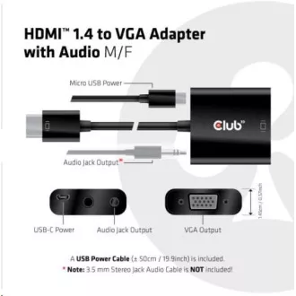 Club3D Adaptér HDMI 1.4 na VGA (M/F), Active with audio