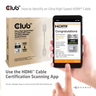 Club3D Kabel Ultra Rychlý HDMI™ Certifikovaný AOC Kabel 8K60Hz, 4K120Hz, 10m