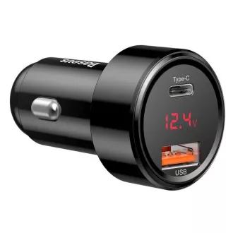 Baseus Magic Series PPS Digital Display duální adaptér do automobilu USB-A QC + USB-C PD 45W, černá