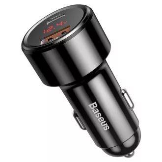 Baseus Magic Series PPS Digital Display duální adaptér do automobilu USB-A QC + USB-C PD 45W, černá
