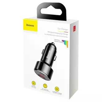 Baseus Magic Series PPS Digital Display duální adaptér do automobilu USB-A QC + USB-C PD 45W, černá