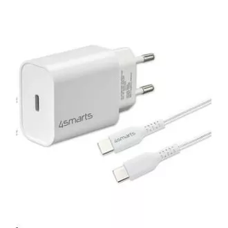 4smarts rychlonabíječka do sítě VoltPlug 20W PD s USB-C -> USB-C kabelem 1, 5m, bílá