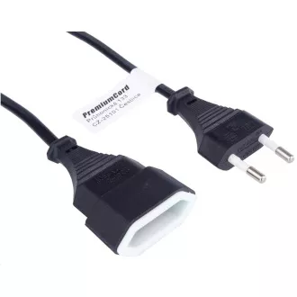 PREMIUMCORD Kabel síťový 230V, prodlužovací dvojvidlice, 2m