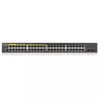Zyxel GS1900-48HP v2 50-port Gigabit Web Smart PoE switch, 48x gigabit RJ45 (z toho 24x PoE), 2x SFP, PoE budget 170W
