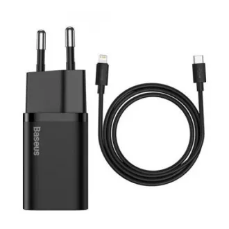 Baseus Super SI set adaptéru USB-C 20W a kabelu USB-C do Lightning 1m, černá Baseus Super SI set adaptéru USB-C 20W a kabelu USB-C do Lightning 1m, černá