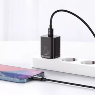 Baseus Super SI set adaptéru USB-C 20W a kabelu USB-C do Lightning 1m, černá Baseus Super SI set adaptéru USB-C 20W a kabelu USB-C do Lightning 1m, černá