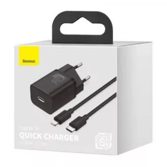 Baseus Super SI set adaptéru USB-C 20W a kabelu USB-C do Lightning 1m, černá Baseus Super SI set adaptéru USB-C 20W a kabelu USB-C do Lightning 1m, černá