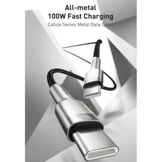 Baseus Cafule Series nabíjecí / datový kabel USB-C samec na USB-C samec s kovovými koncovkami 100W 1m, černá